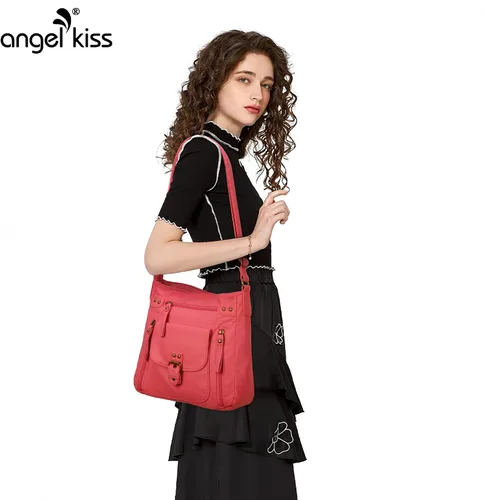 Vista 2 de Angel Kiss Bolsos cruzados, bolsos de hombro y bolsos para mujer, con múltiples bolsillos, para uso diario, suaves, tamaño mediano