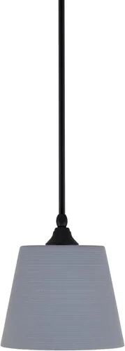 Vista 165 de Toltec Lighting Tallo Colgado Mini colgante, acabado de cobre negro, 3.5" cuadrado humo burbuja vidrio
