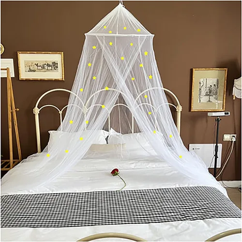 Vista 8 de Toldo de red para cama de princesa, cúpula redonda, toldo para cama, mosquitero para niños, azul, L