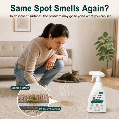Vista 2 de Spray limpiador de enzimas para orina de gato, removedor de manchas