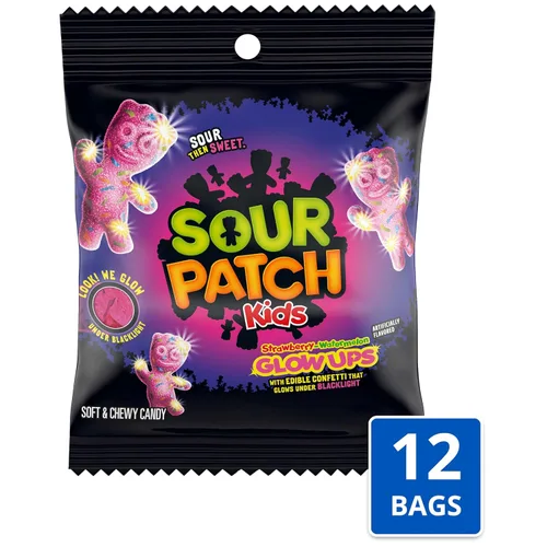 Vista 3 de SOUR PATCH KIDS Glow Ups Caramelos suaves y masticables de fresa, sandía