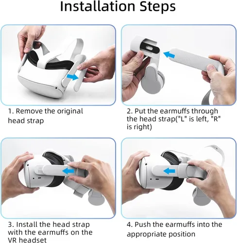 Vista 7 de Mcbazel Orejeras ajustables para Oculus Quest 2 mejoran el efecto de sonido accesorios Oculus Quest 2 orejeras de sonido compatibles con correa