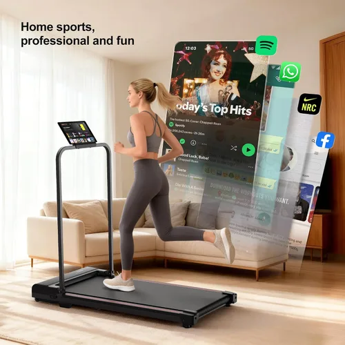 Vista 12 de Walking Pad Treadmill for Home - Foldable Treadmills with Handle Bar Mini Portable Walk Pads Under Desk Small Spaces Compact Folding Electric