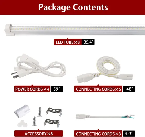 Vista 6 de Lámpara LED de tienda de 3 pies, tubo T8 en forma de V, 30 W, 4680 lm, 6000 K, lámpara LED enlazable para tienda, tubo de luz de 3 pies, eléctrica
