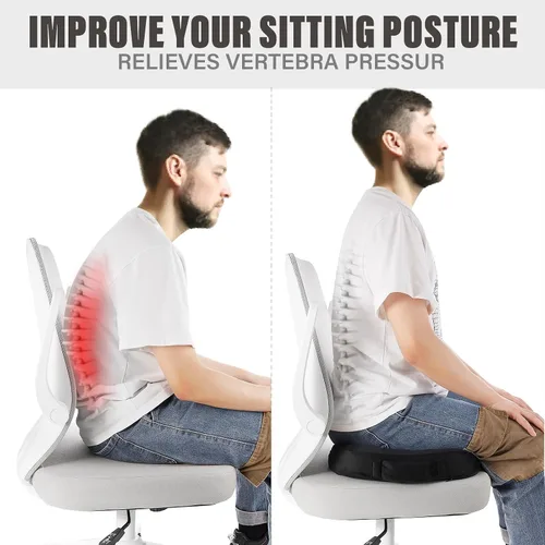 Vista 4 de WAOAW Cojín de asiento, cojines para silla de oficina, almohada para asiento largo de automóvil, almohadilla de espuma viscoelástica para espalda