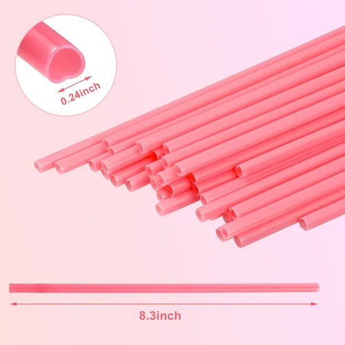 Vista 2 de Pickmesh 100 pajitas de San Valentín en forma de corazón, de plástico rosa, desechables, para beber, lindo café, leche, pajitas de San Valentín