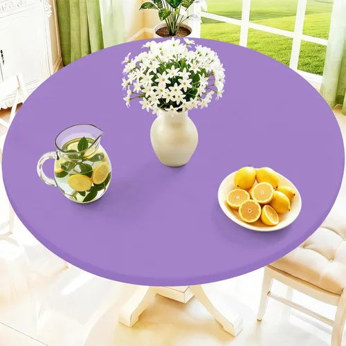 Vista 22 de Moosfor Mantel redondo de elastano, elástico ajustable impermeable para mesas de 18 a 24 pulgadas, mantel de picnic elástico lavable para Azul