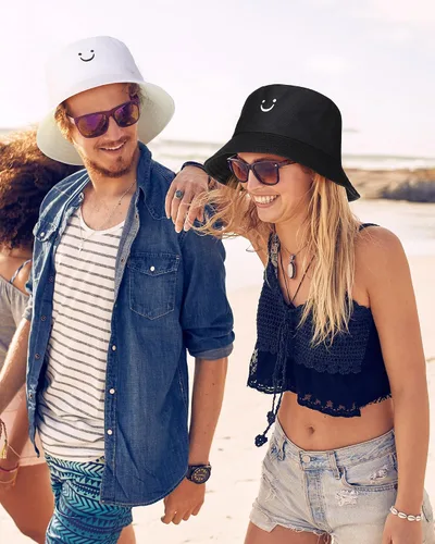 Vista 4 de Xtinmee 36 sombreros de pescador blancos y negros a granel para hombres y mujeres, unisex, para verano, viajes al aire libre, sombrero para el sol