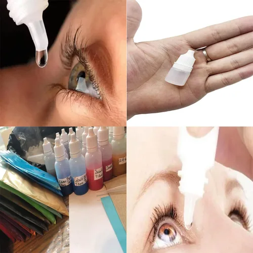 Vista 5 de 30 unids 0.2 fl oz botella de plástico vacía exprimible cuentagotas de plástico botella cuentagotas de plástico contenedor portátil con tapón