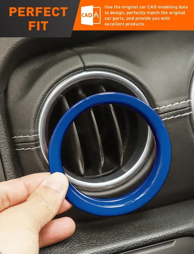 Vista 2 de Savadicar - Accesorios interiores azules - Cubierta de anillo de moldura para salida de aire AC para Jeep Wrangler JL JLU 4XE 2018-2023 y Gladiator