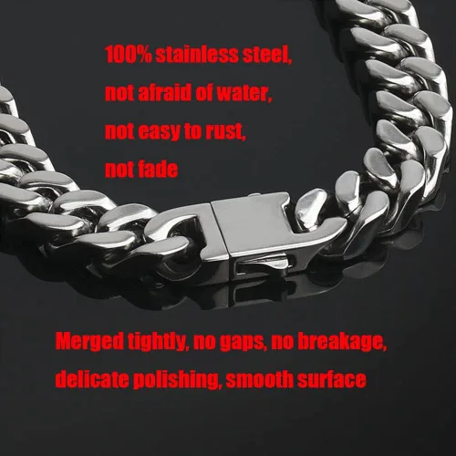 Vista 3 de Collar para hombre, cadena cubana, cadenas de acero inoxidable para hombres y mujeres, joyería gruesa Miami Hip Hop Big Gargantilla de 911130.591in