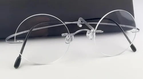 Vista 3 de Circleperson Anteojos de titanio sin montura Vintage Small Round 43-22-145 W Lente transparente para hombres mujeres