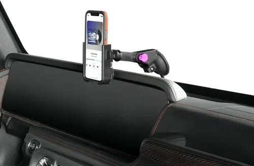 Vista 24 de WeatherTech WindshieldFone con extensión - Soporte universal para teléfono de coche montado en el parabrisas - Perillas billet negras