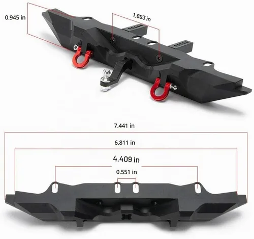 Vista 2 de Parachoques trasero de aleación con enganche de remolque de remolque para 1/10 RC Crawler TRX-4 SCX10 II 90046