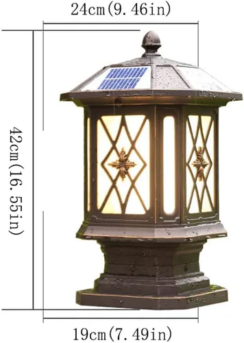 Vista 2 de Luces de poste para exteriores, estilo chino, poste de valla solar, para exteriores, hogar, puerta, poste de luz IP55, impermeable, para jardín