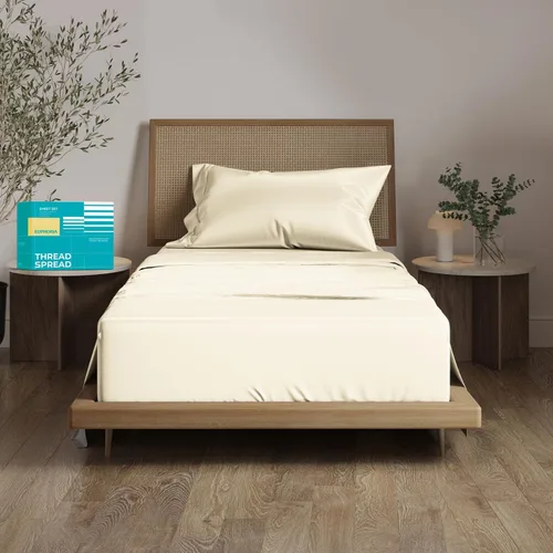 Vista 34 de THREAD SPREAD Sábanas 100% Algodón Egipcio Tamaño Twin - 800 Alto Número de Hilos 3 Piezas Sábanas Twin Extra Largas para Dormitorio, Bolsillo