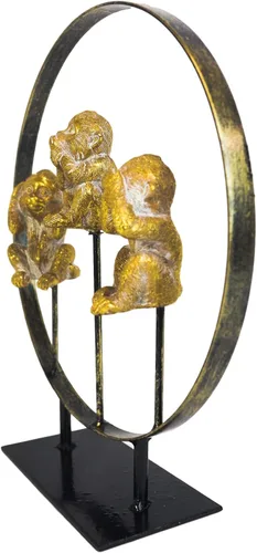 Vista 3 de Ebros Fantástico Oro Ver Oír Hablar No Evil Monos Sentados en Paz Anillo Círculo Soporte Estatua Decorativa 3 Simios Sabios Figura Animal Selva