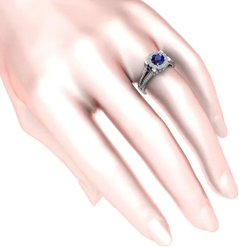 Vista 3 de Anillo de compromiso para mujer con piedras preciosas de platino