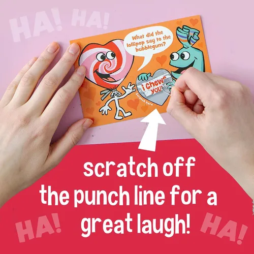 Vista 8 de 28 tarjetas de chistes Peaceable Kingdom rascables, para San Valentín