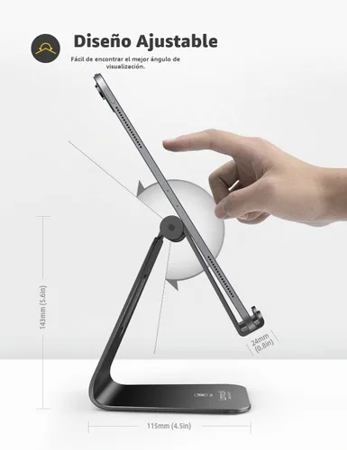 Vista 5 de Lamicall - Soporte para tablet, soporte para escritorio - Soporte de escritorio de tableta ajustable multi-ángulo, compatible con iPad Pro 11, 12.9