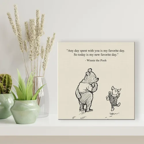 Vista 4 de Arte de pared clásico con cita de Winnie the Pooh, retro, Any Day Spent With You is My Favorite Day Sayings, lienzo, cuadros enmarcados, letrero