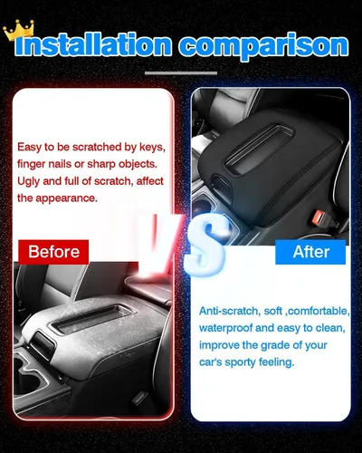 Vista 6 de Autorder Funda de consola central para Chevy Silverado/GMC Sierra 1500 2500 3500 2014-2018, accesorios funda para reposabrazos antiarañazos