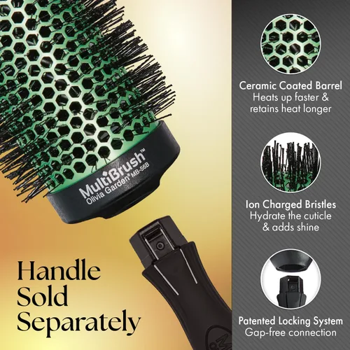 Vista 4 de Olivia Garden MultiBrush - Cepillo térmico desmontable no eléctrico con barril de cerámica
