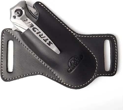 Vista 8 de Topstache Cinturón de cuero hecho a mano EDC con bolsillo para hombre, funda plegable para cuchillo plegable de 5 pulgadas, con parte superior