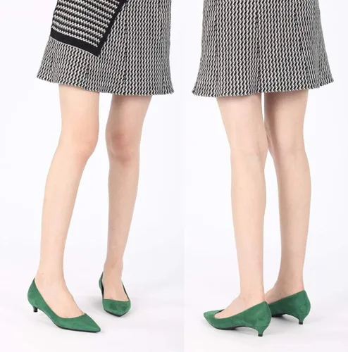 Vista 7 de Zapatos de tacón de gatito para mujer, clásicos, cerrados, puntiagudos, de 2 pulgadas, sin cordones, formal, para oficina, trabajo, boda, zapatos