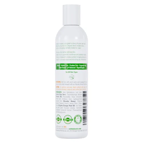 Vista 8 de Wild Naturals Champú de miel de Manuka para eczema y psoriasis, hidratante sin sulfatos con aloe vera y aceite de coco, champú hidratante para cuero