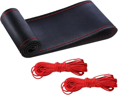 Vista 13 de Bittwee Funda para volante de automóvil, protector de volante de costura DIY, envolvente de piel de microfibra transpirable antideslizante