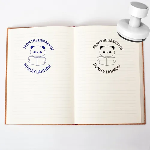 Vista 6 de Sello de libro, sello de libro personalizado para biblioteca, hasta 9 diseños con 5 colores de tinta (sello de libro de animales)