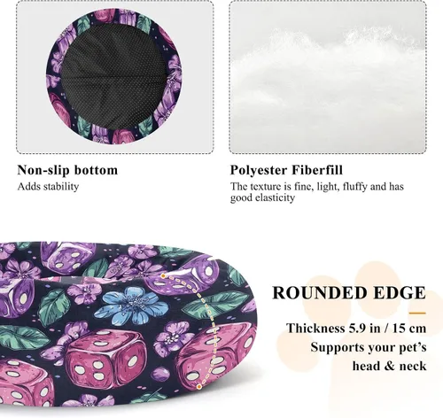 Vista 5 de Wudan Pet Cat Bed Anxiety Relief Fluffy Dog Pillow Bed for Medium Size Pets Sleeping XS Cute Lavender Casino
