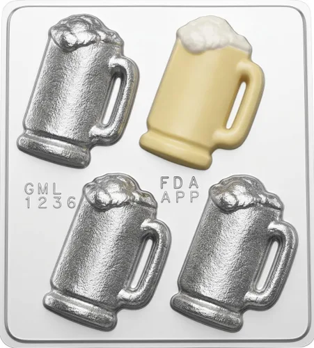 Vista 6 de Taza de cerveza Molde de caramelo de chocolate mediano 1236 con 4 cavidades