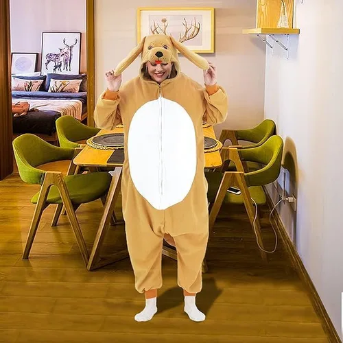 Vista 2 de vavalad Adult Onesie Costume Pajamas Cosplay Pajamas Jumpsuit Hooded Romper Women men
