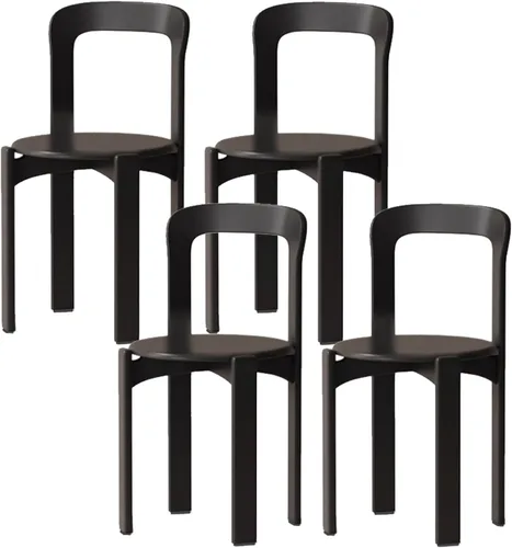 Vista 21 de Silla de comedor moderna y versátil, sillas de cocina con marco de madera apilable, silla lateral sin brazos, taburete para el hogar para habitación