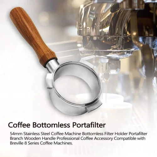 Vista 3 de Portafiltro sin fondo de 2.126 in, portafiltro desnudo sin fondo compatible con Breville serie 8 y máquinas Breville de 2.126 in Compatible