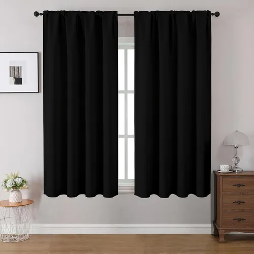 Vista 13 de CUCRAF Cortinas opacas de 45 pulgadas de largo, juego de 2 paneles para dormitorio, bolsillo para cortinero, cortinas de oscurecimiento