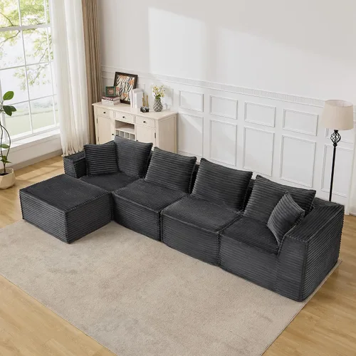 Vista 12 de Sofá modular modular de 107 pulgadas, moderno sofá seccional Cloud con asiento profundo, sofá deshuesado en forma de L con diván para sala de estar