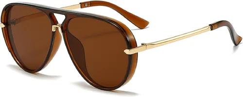 Vista 12 de Gafas de sol de gran tamaño de piloto para mujer, marco grande, gafas de sol de moda con marco de metal, sombras ovaladas Verde