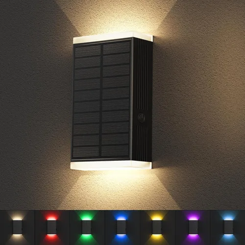 Vista 12 de Lámpara solar de pared para exteriores, 3000/4000/6000K, 3 modos de iluminación del atardecer al amanecer, aplique de pared IP67, impermeable