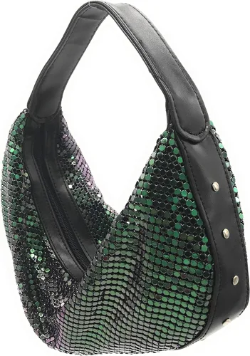 Vista 2 de Bolso de mano para mujer, de malla metálica, para fiesta de cócteles, bailes, bodas, banquetes
