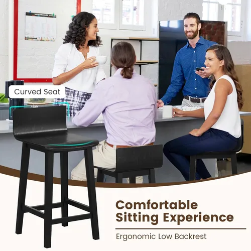 Vista 8 de Giantex Juego de 2 taburetes de bar de 24.5 pulgadas, taburetes de bar de altura de mostrador con respaldo bajo y reposapiés, sillas de comedor