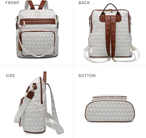Vista 48 de MKP COLLECTION Mochila de moda para mujer, bolsa convertible grande para mujer, mochila de viaje, bolsa de hombro, juego de 2 piezas con borla, Beige