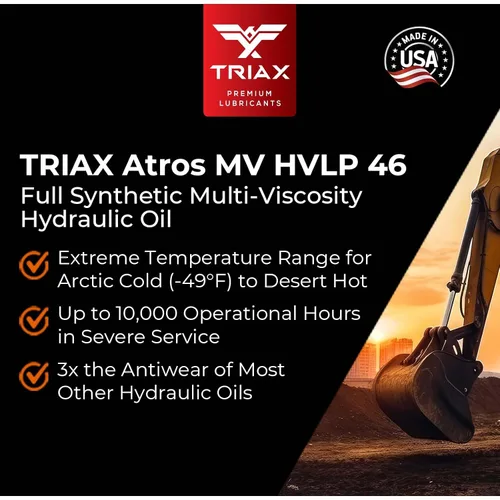 Vista 4 de TRIAX Atros Multivis HVLP 46 - Aceite hidráulico sintético completo, 300% aditivo antidesgaste, 7.000-10.000 horas de vida, flujo frío ártico -54