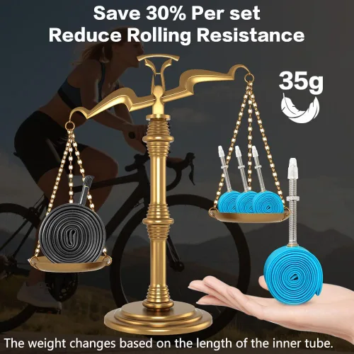 Vista 7 de Paquete de 4 tubos interiores ultraligeros de TPU para bicicleta, 700x18C/23C/25C/28C/30C/32C Presta 45/65/3.346 in para viajes diarios, conducción