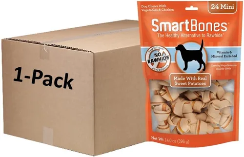 Vista 23 de SmartBones Mini masticables con carne de res real, 24 unidades, masticables sin piel cruda para perros