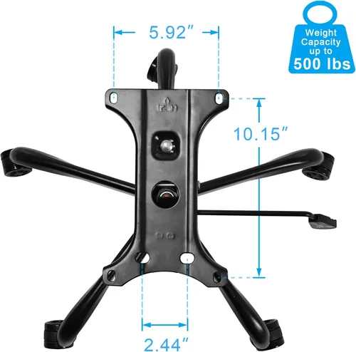 Vista 4 de Frassie Silla de juegos de oficina de repuesto con base de metal con cilindro de soporte de placa inferior, 5 ruedas (negro)