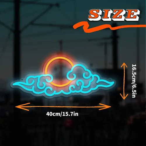 Vista 2 de Letrero de neón de anime, letreros de neón LED de nube para decoración de pared, letrero de neón para juegos para adolescentes y niños, decoración