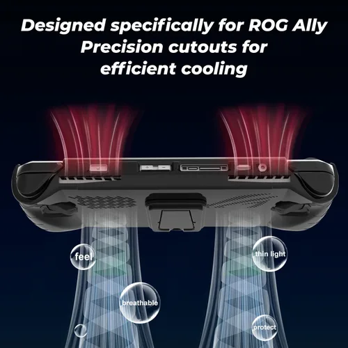 Vista 4 de Funda Protectora Ultradelgada de TPU Mejorada con Tapa Frontal Compatible con ASUS ROG Ally, Diseño Anti-Golpes, Antideslizante y Antiarañazos Negro